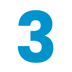 Blue number 3 on a white background