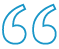 Blue quotation marks icon on a white background