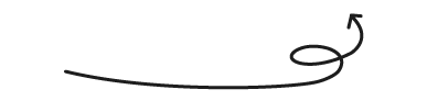 Curved black line ending in a small spiral and upward arrow on a white background