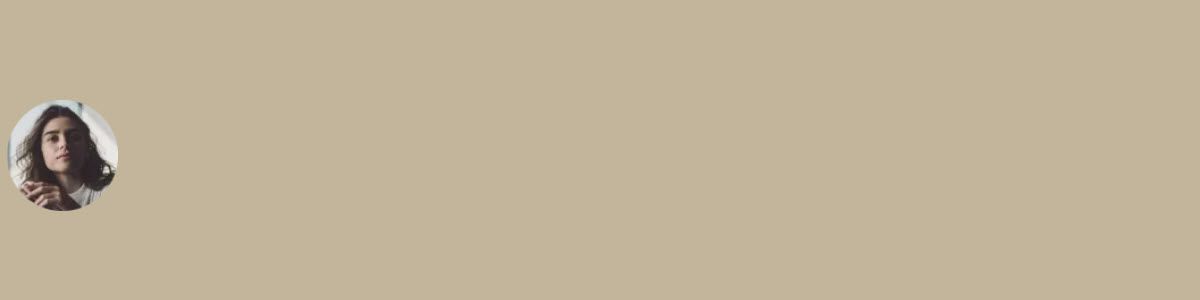 A picture of a woman in a circle on a beige background.