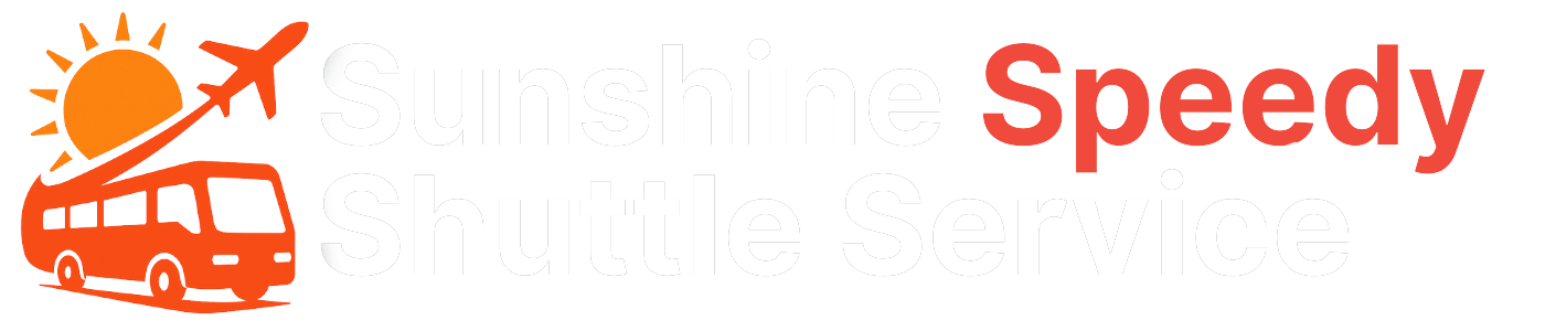 A logo for a travel company with a bus , airplane , and sun.