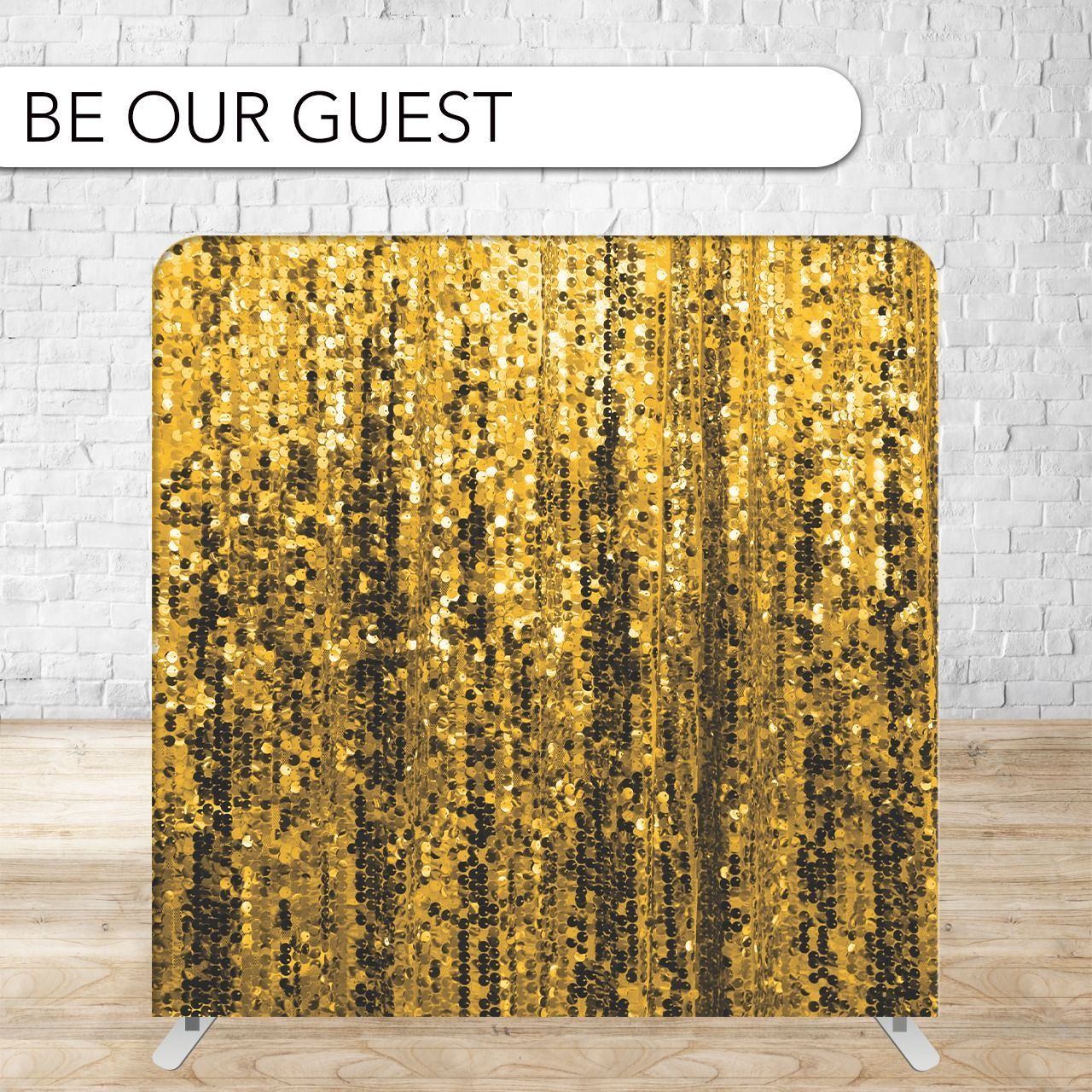 Gold sequin backdrop with 