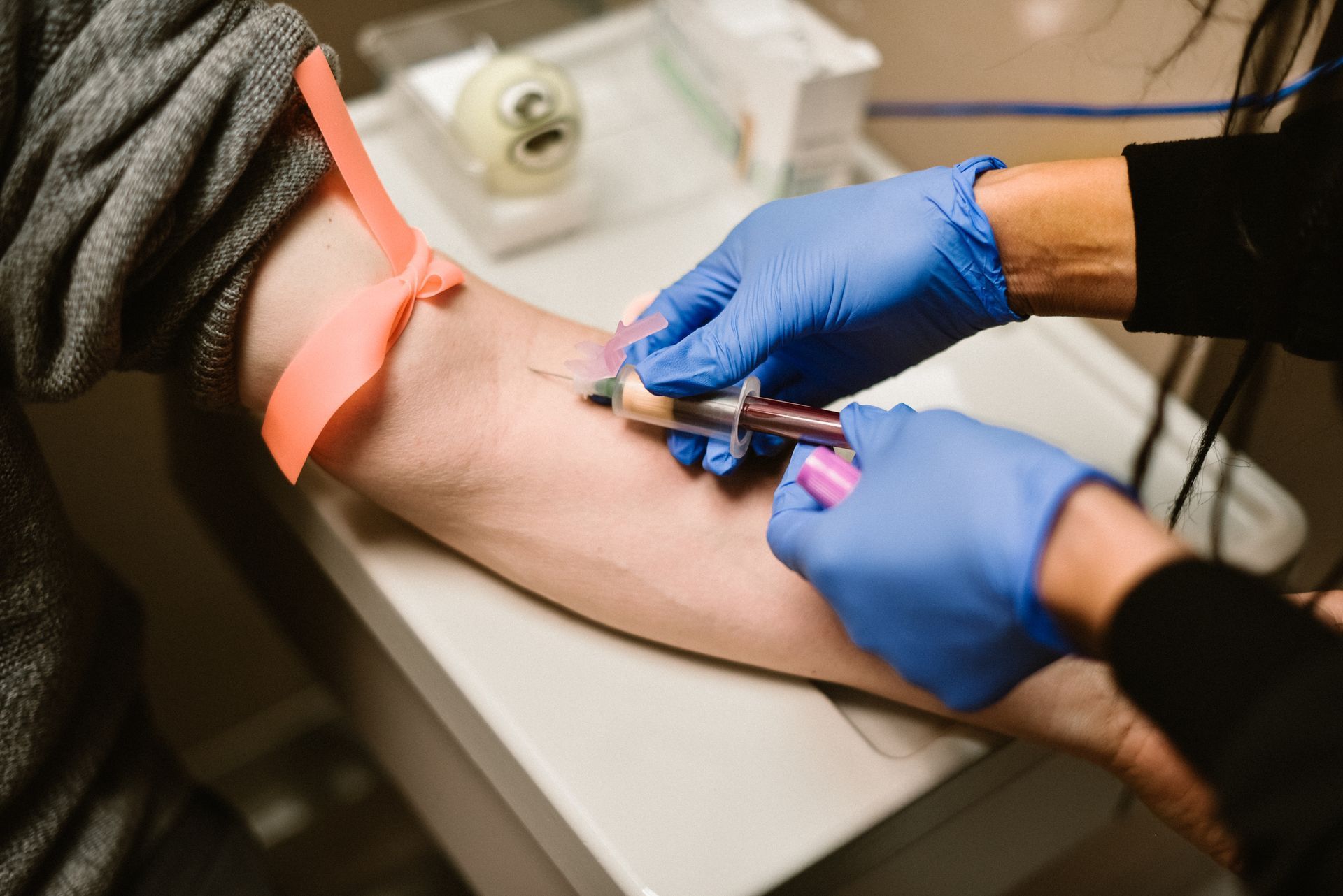 Gettin blood extracted on a person