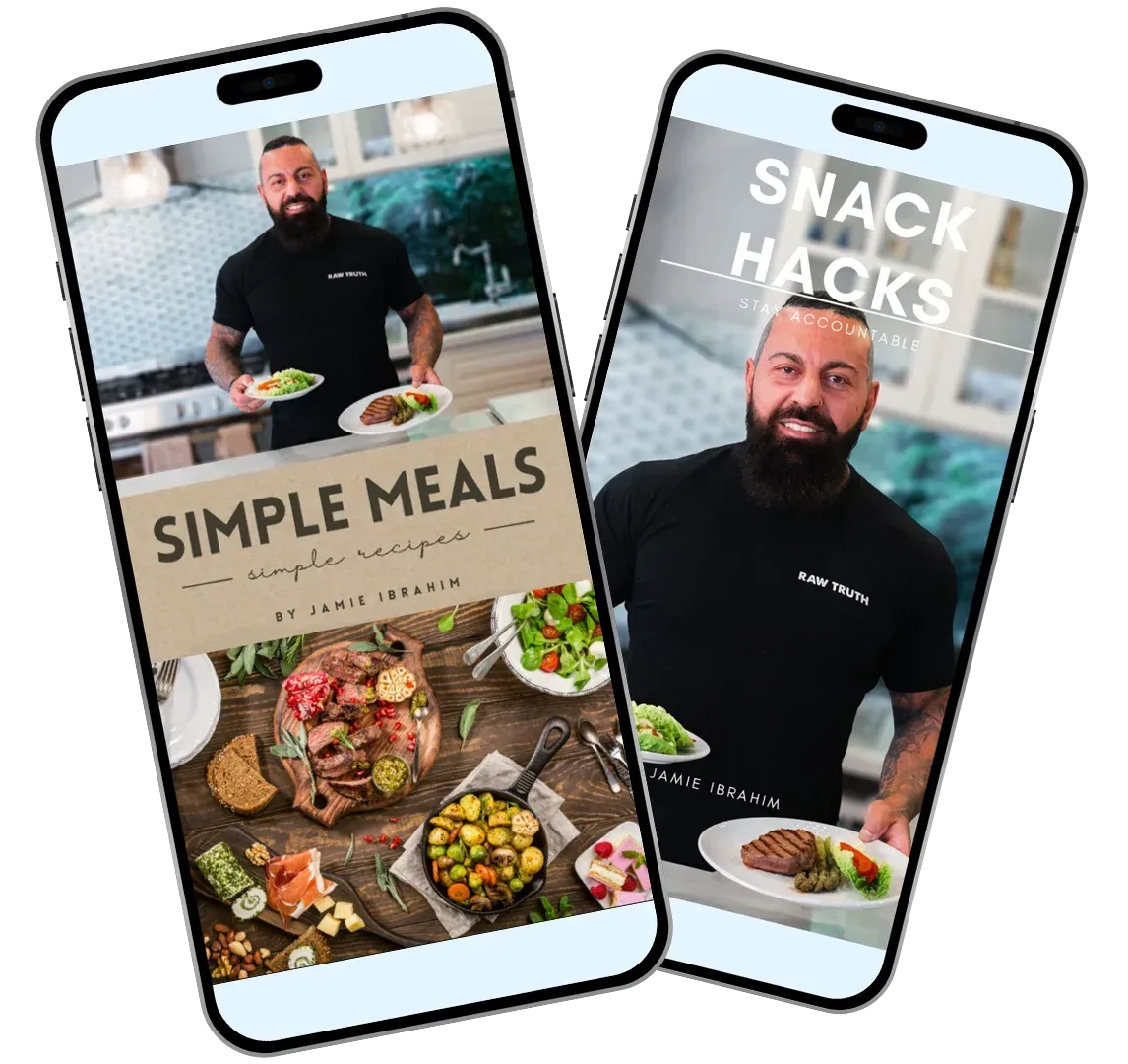 JWT Weight Loss free recipe ebook Simple Meals and Snack Hacks by Jamie Ibrahim, featuring healthy recipes and fat loss meal ideas.