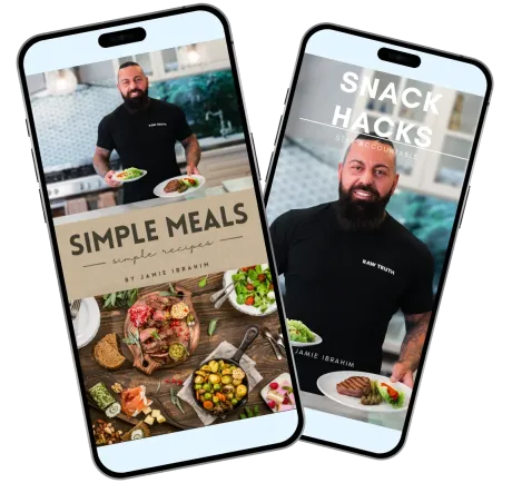 JWT Weight Loss free recipe ebook Simple Meals and Snack Hacks by Jamie Ibrahim, featuring healthy recipes and fat loss meal ideas.