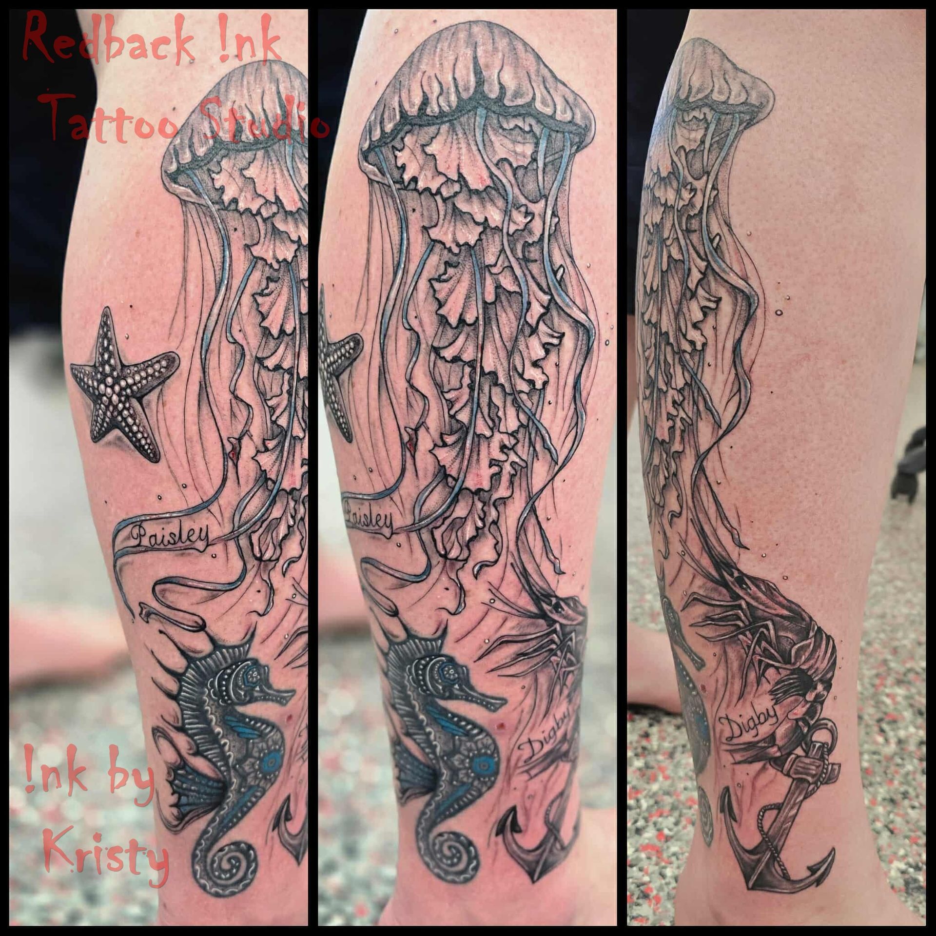 Black and White Jellyfish Tattoo — Redback !nk Tattoo Studio in Kawana, QLD