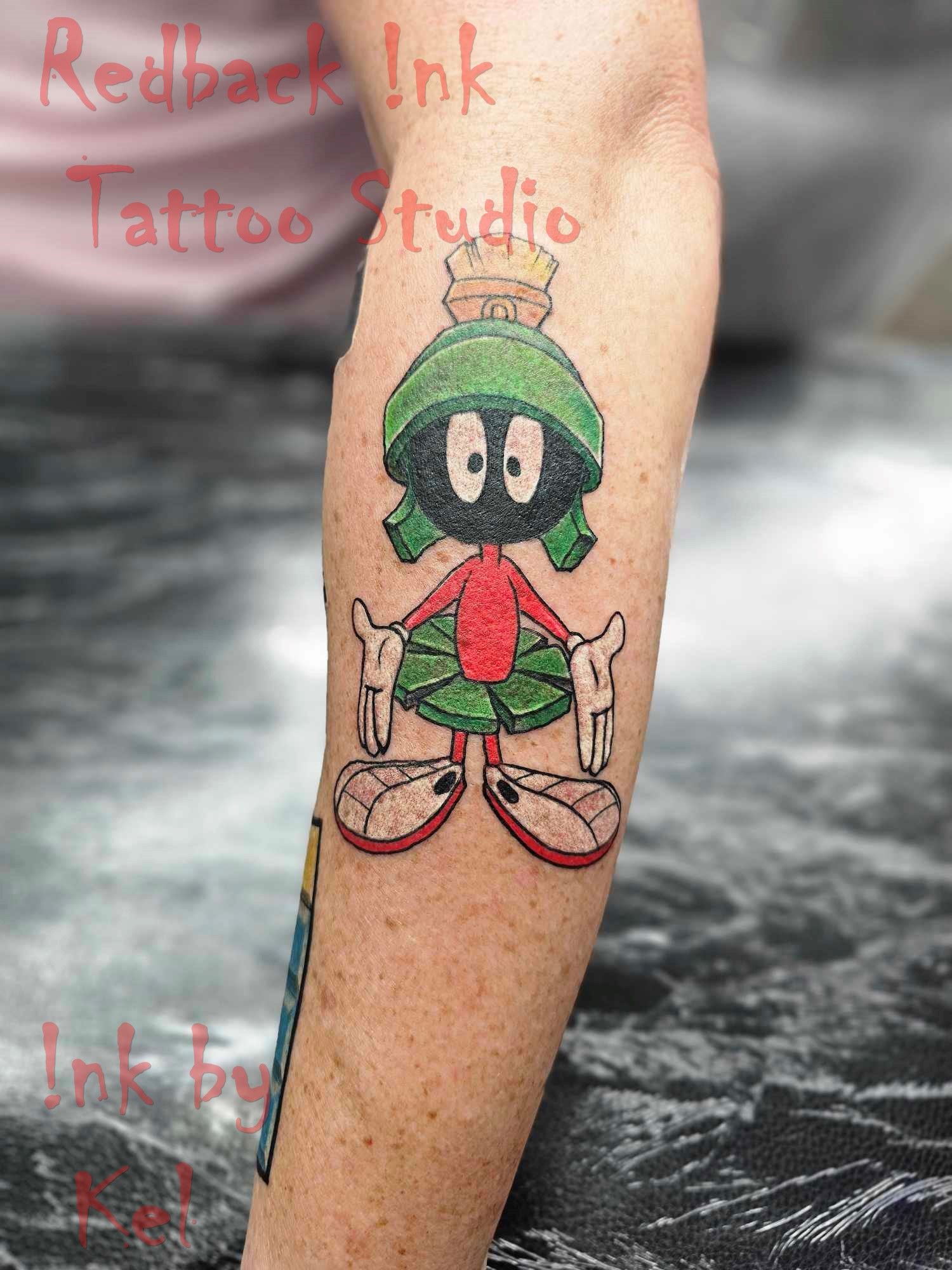 Marvin the Martian Tattoo on an Arm — Redback !nk Tattoo Studio in Kawana, QLD