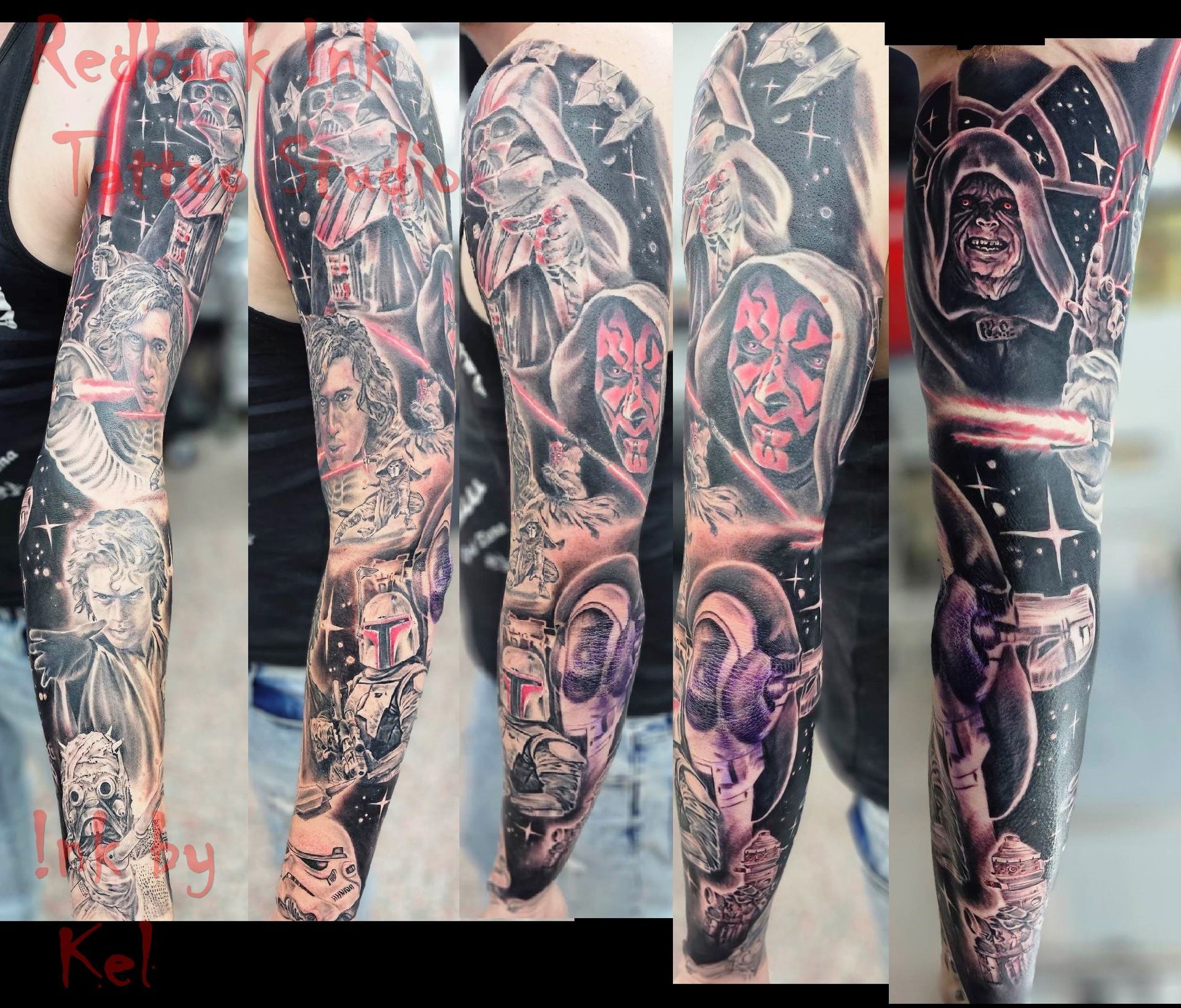 Star Wars Themed Full Sleeve Tattoo Featuring Darth Maul — Redback !nk Tattoo Studio in Kawana, QLD