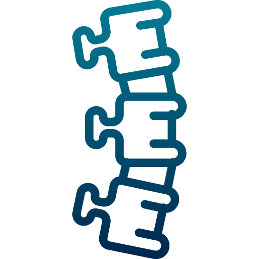Blue spine, illustrating the human vertebral column.