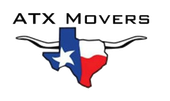 ATX Movers logo: Texas outline with star, blue/red colors, longhorn, and 
