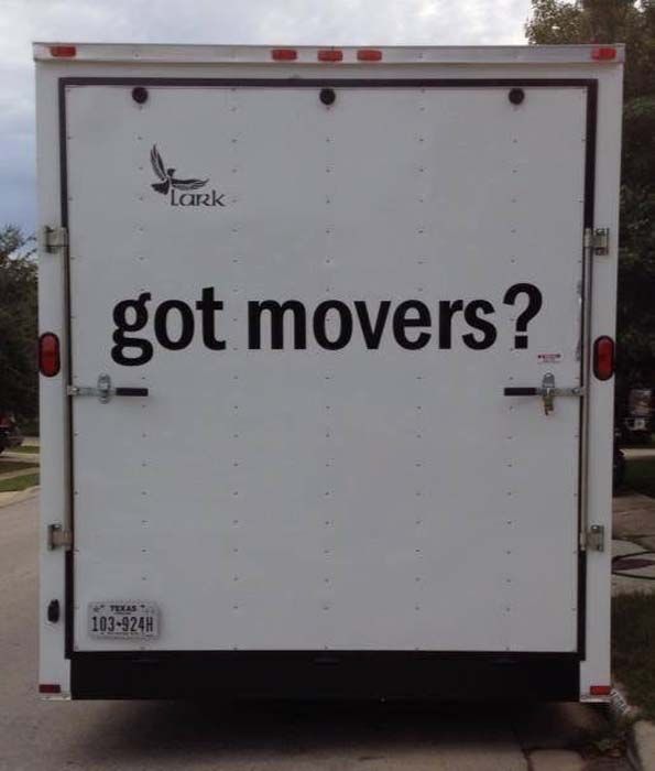 White moving truck door with 
