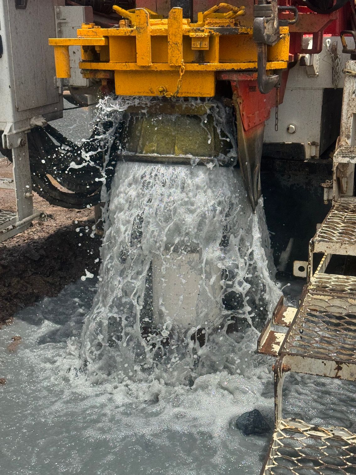 An Alluvium Drill Striking Water — Kowaltzke Drilling Services in Gatton, QLD