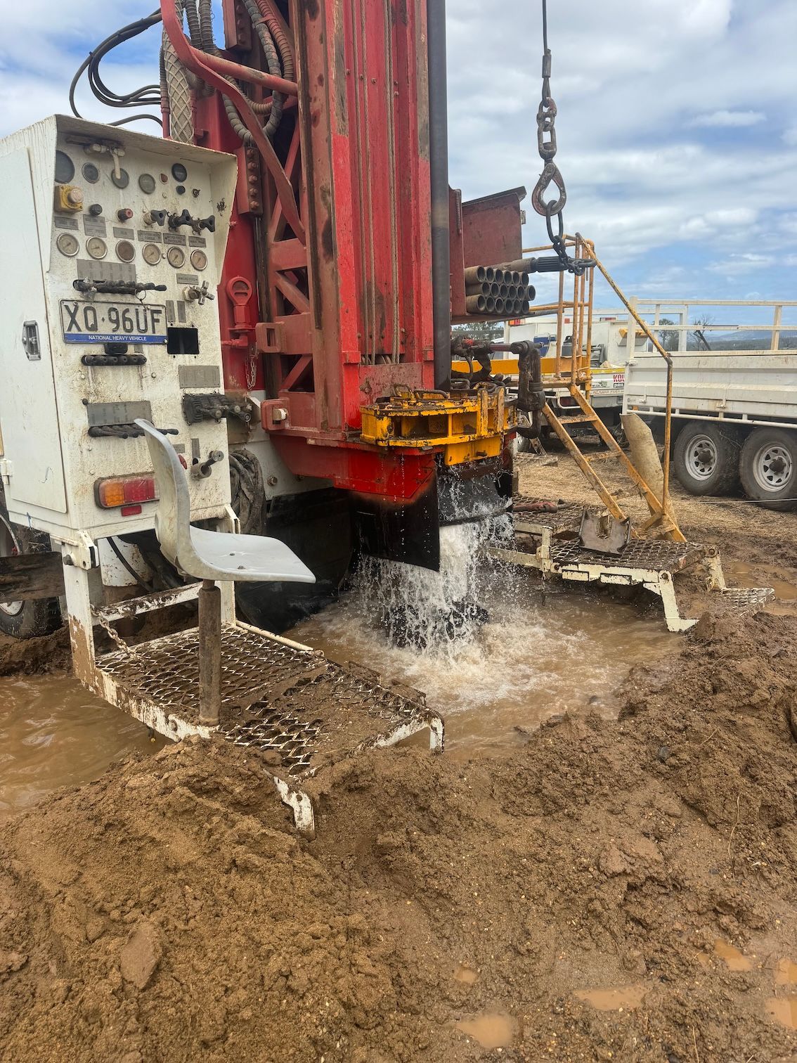 Water Coming From New Bore — Kowaltzke Drilling Services in Gatton, QLD
