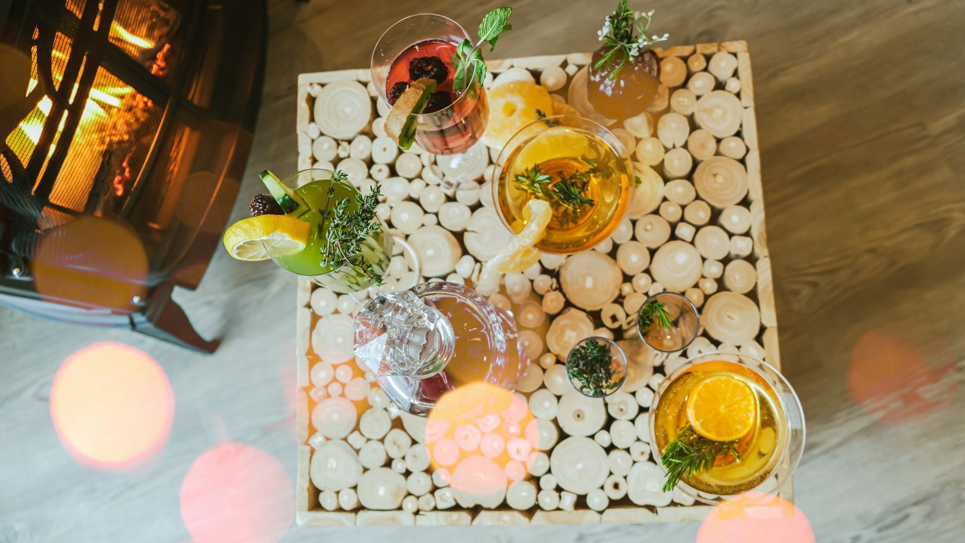 Assorted cocktails displayed at a Montana wedding reception