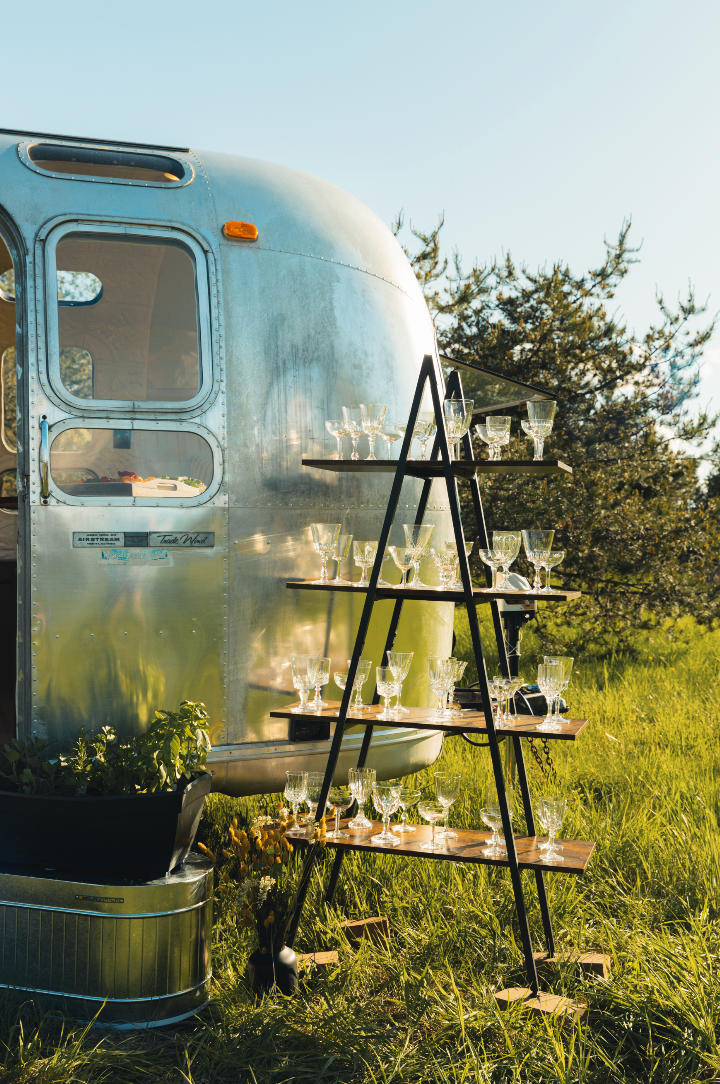 Airstream bar trailer rental, equipped with restaurant-grade amenities and utilities