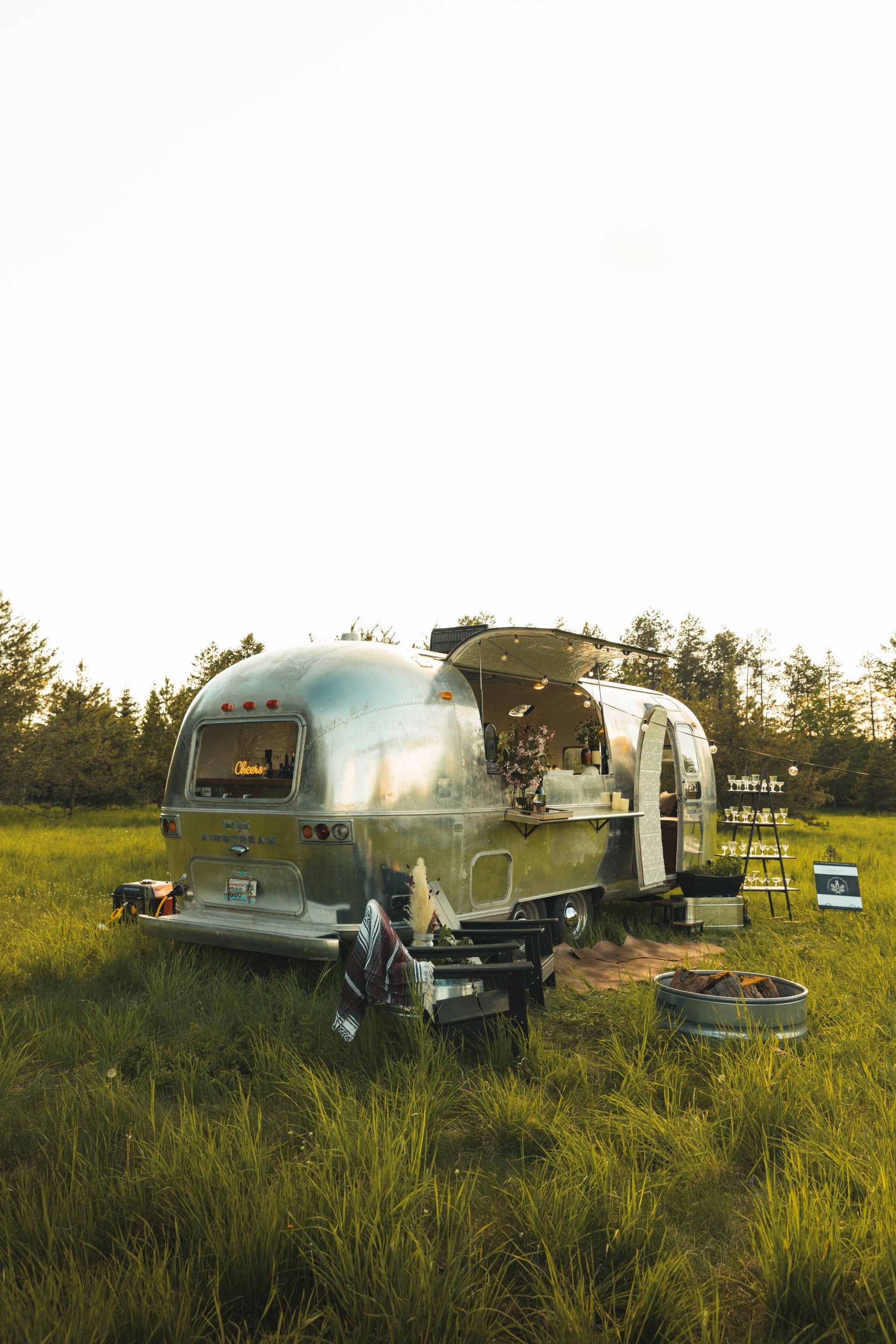 Airstream mobile bar trailer set up for Montana outdoor event