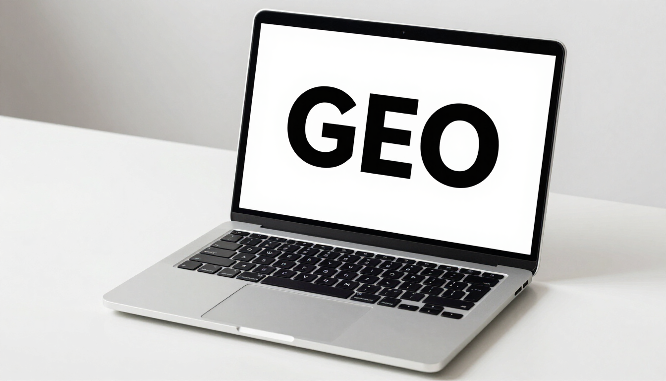 Laptop displaying GEO (Generative Engine Optimisation), helping UK small businesses improve visibili