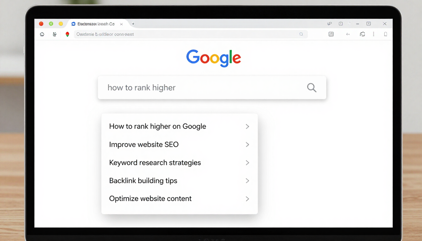 Laptop displaying Google Search with local SEO suggestions to help Scunthorpe businesses improve the