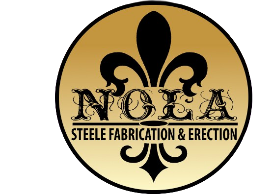 A logo for nola steele fabrication and erection