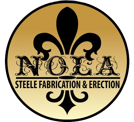 A logo for nola steele fabrication and erection