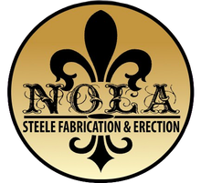 A logo for nola steele fabrication and erection