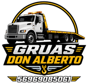 Logotipo de una grúa blanca con “GRUAS DON ALBERTO” en negro y amarillo dentro de un círculo.