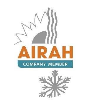 A logo for airah company member with a sun and snowflake