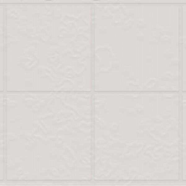 A repeating grid of plain, off-white square tiles with a subtle, textured, embossed pattern.
