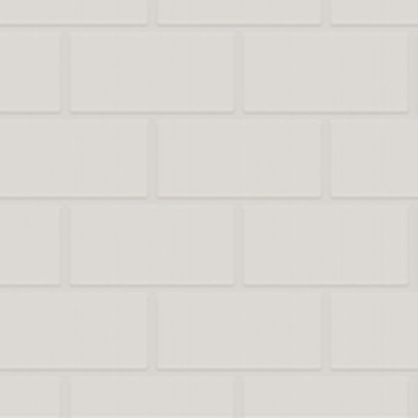 A seamless pattern of light gray, rectangular subway tiles with thin, matching grout lines.