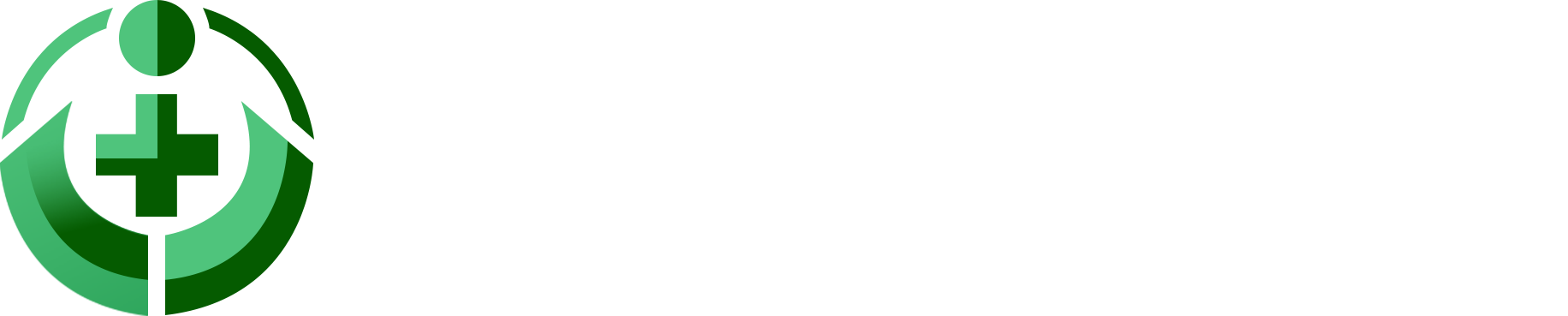 Green circular medical cross logo with a white plus sign and person icon on a white background