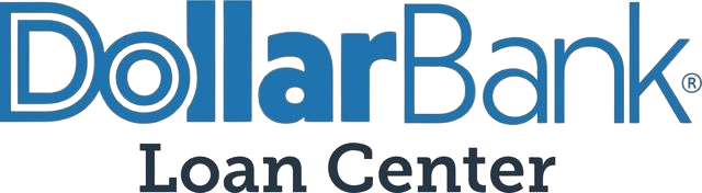 Logo for Dollar Bank Loan Center in blue and black text.