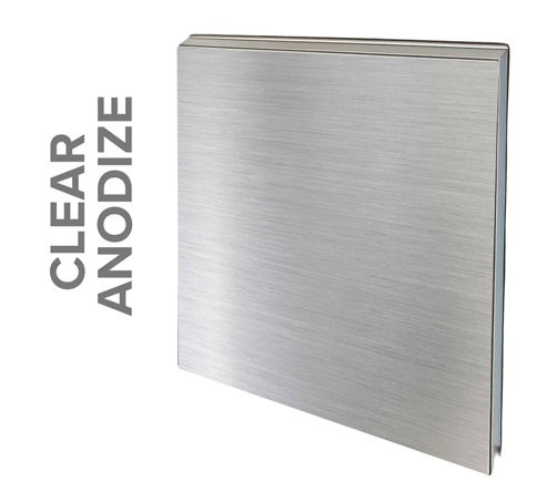 Clear anodized aluminum panel.