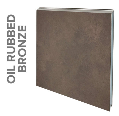 Oil rubbed bronze metal panel with a textured finish.