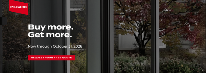Dark storefront ad with red logo and white text: “Buy more. Get more.”