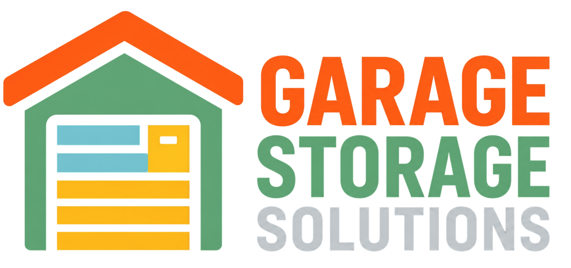 Logo for Garage Storage Solutions with a stylized orange and green garage icon