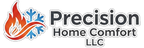 Logo featuring a flame icon combined with a blue snowflake, beside the text "Precision Home Comfort LLC".