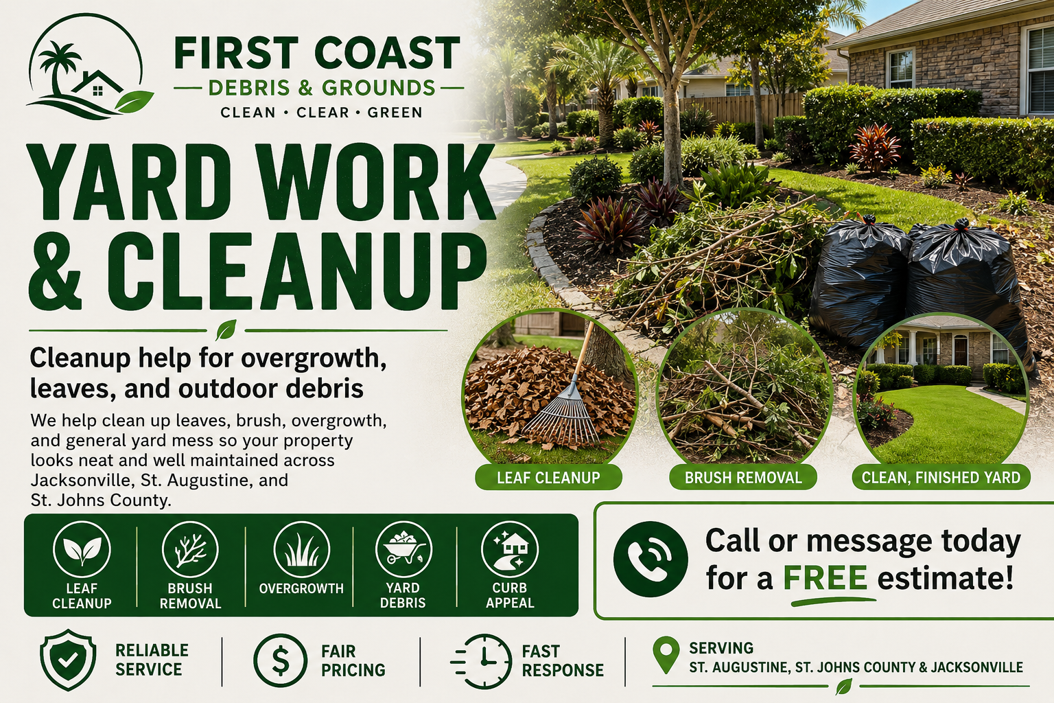 Yardwork Lawn care in Jacksonville and St Augustine 
