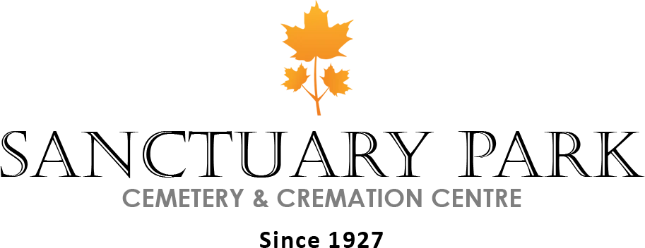 Sanctuary Park Cemetery & Cremation Centre logo with orange maple leaves and “Since 1927” text