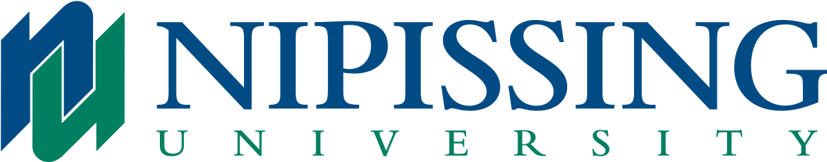 A blue and green logo for Nipissing University