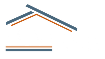 Blue and copper house roof illustration.
