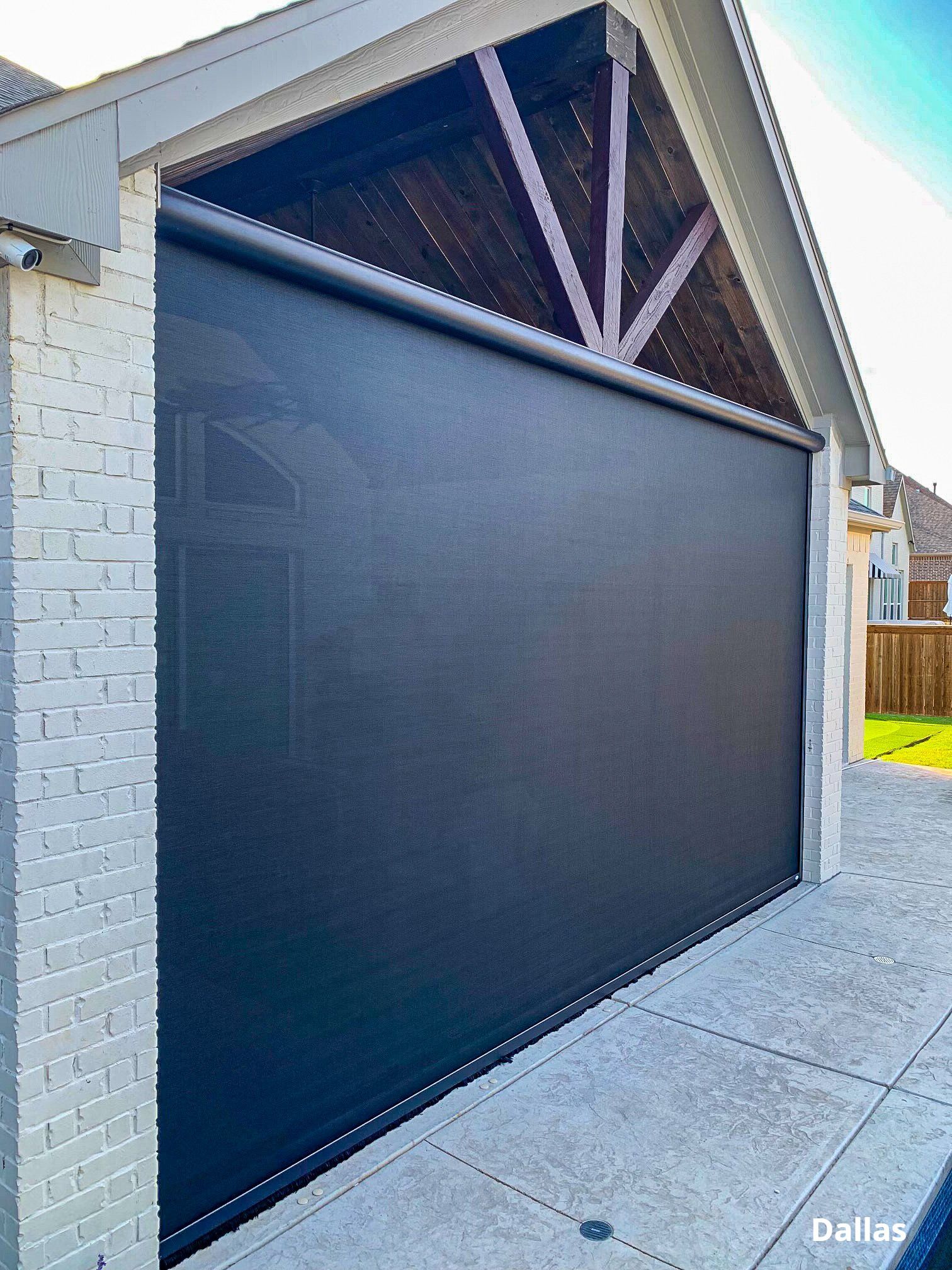 Retractable patio shades by a luxurious deck