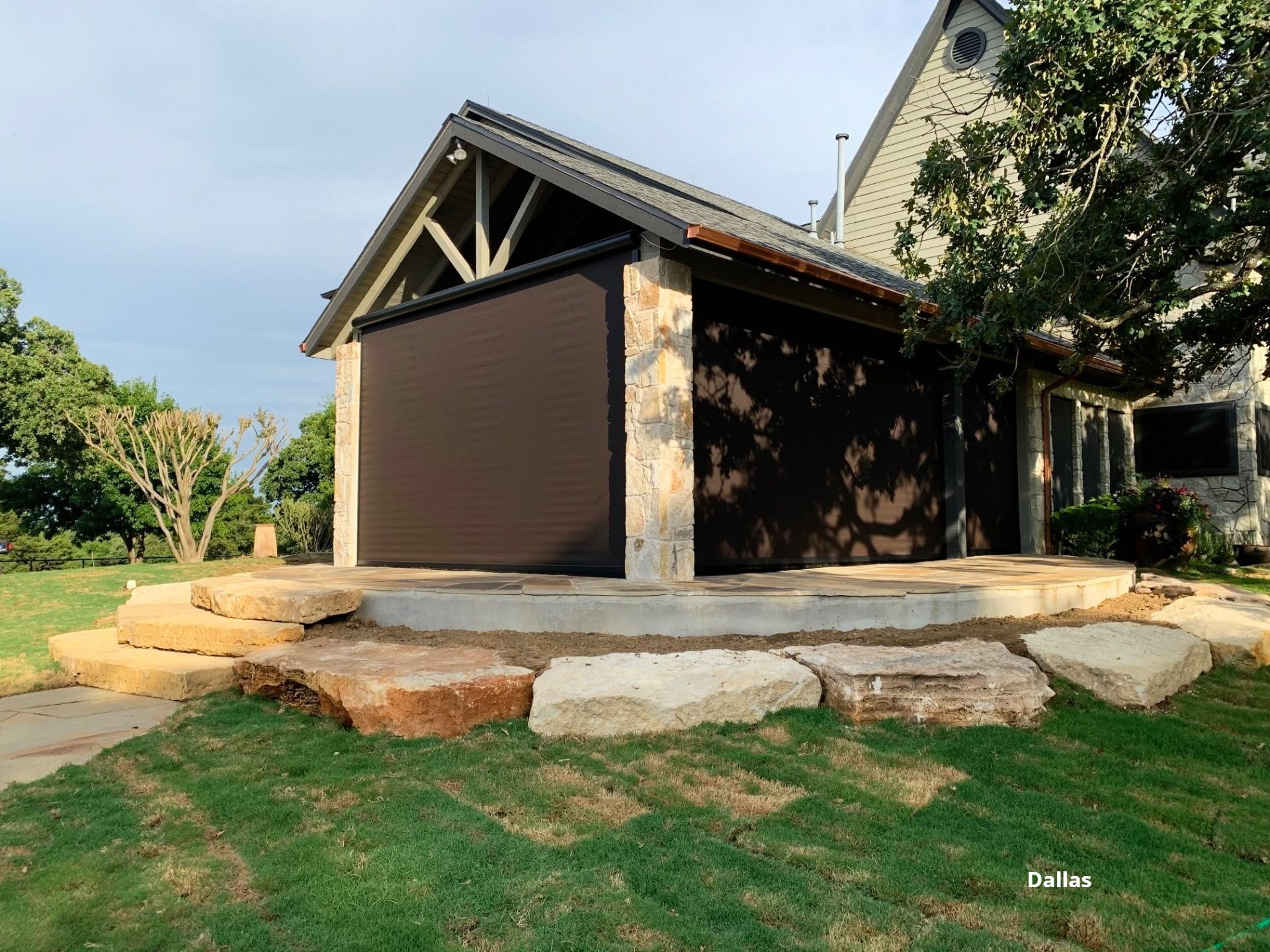 Retractable patio screens by the deck