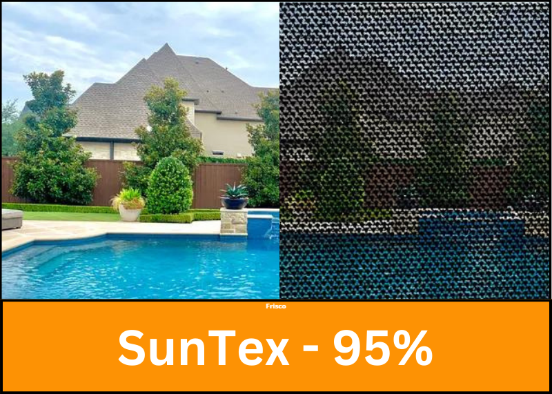 a picture of a house and a picture of a pool with the text suntex - 95 %