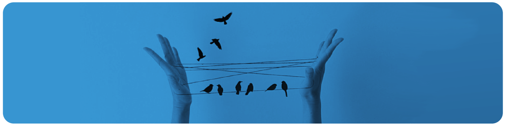 hands with strings and birds on the string