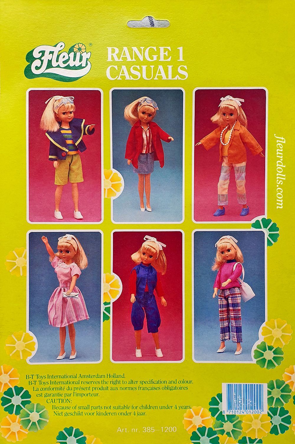 Fleur fashion Range 1 Casuals back of NRFB box six outfits 1988 Otto Simon