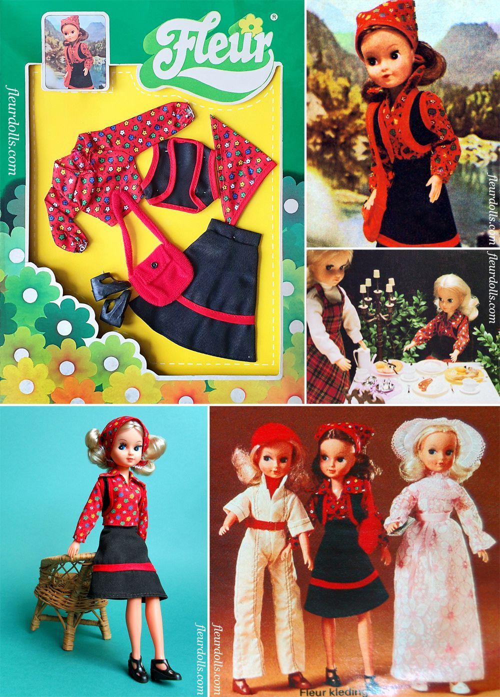 Fleur doll fashion 1204 red shirt black skirt Free Time NRFB box outfit