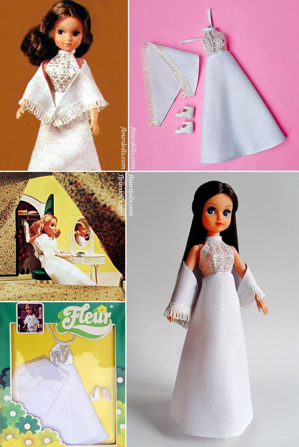 Fleur doll outfit 1207 white silver glitter gown Galadress fashion eveningwear
