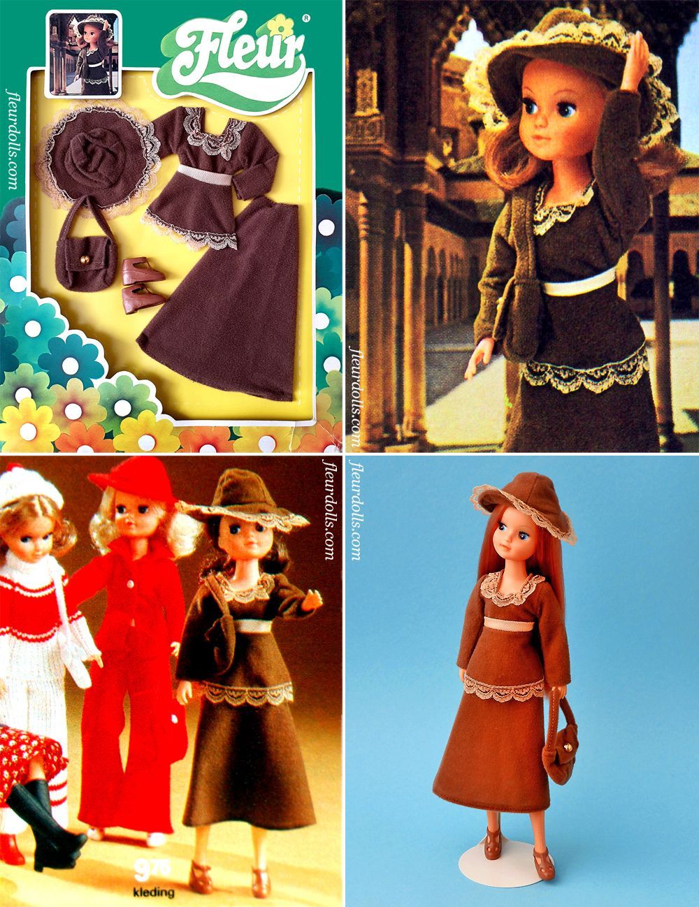 Fleur fashion 1210 brown cream 1970s Dutch Sindy outfit Otto Simon NRFB