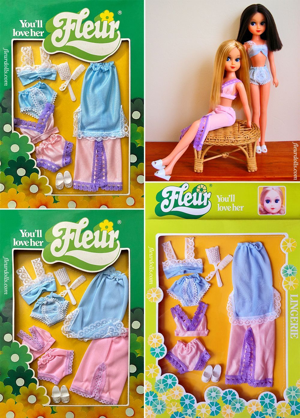 Fleur doll fashion NRFB 1236 lingerie blue pink outfit Otto Simon