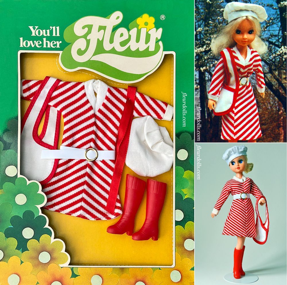Fleur fashion 1237 red white stripes dress NRFB outfit box Otto Simon red boots